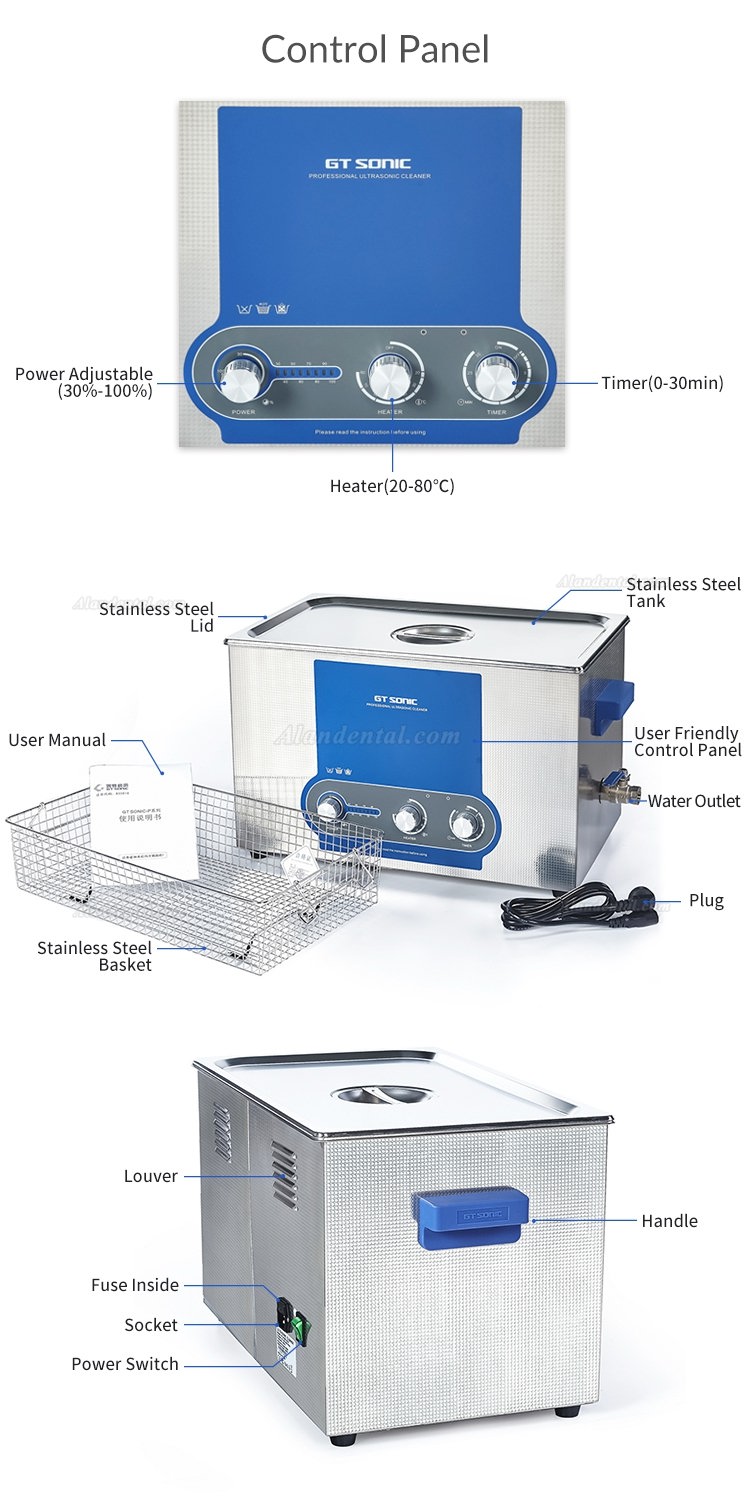 GT SONIC P-Series Power Adjustment Ultrasonic cleaner 2-27L 100-500W wwith Heating Function